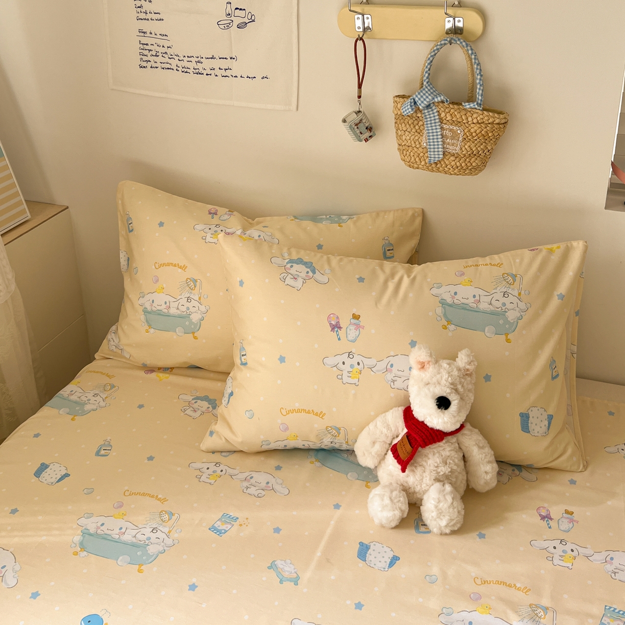 91家纺网 家纺一手货源 找家纺 耀悦家纺 2026新款纯棉四件套正版授权三丽鸥卡通第一弹 玉桂狗沐浴