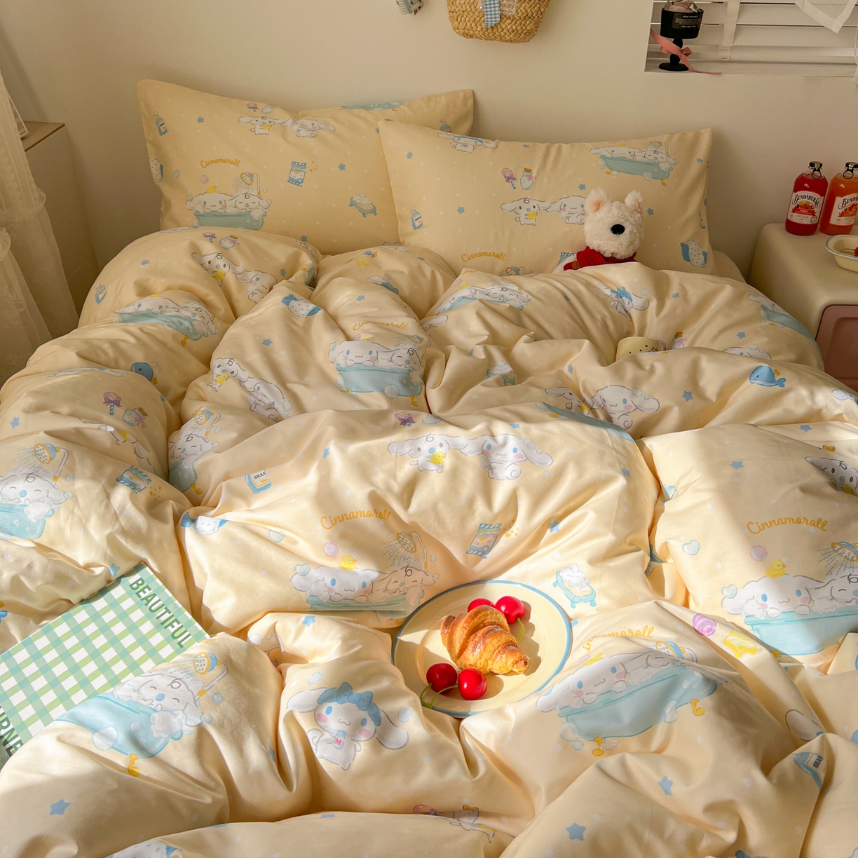 91家纺网 家纺一手货源 找家纺 耀悦家纺 2026新款纯棉四件套正版授权三丽鸥卡通第一弹 玉桂狗沐浴