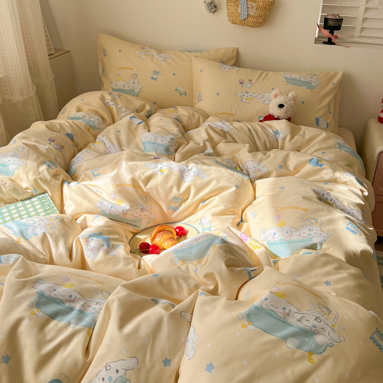 91家纺网 家纺一手货源 找家纺 耀悦家纺 2026新款纯棉四件套正版授权三丽鸥卡通第一弹 玉桂狗沐浴