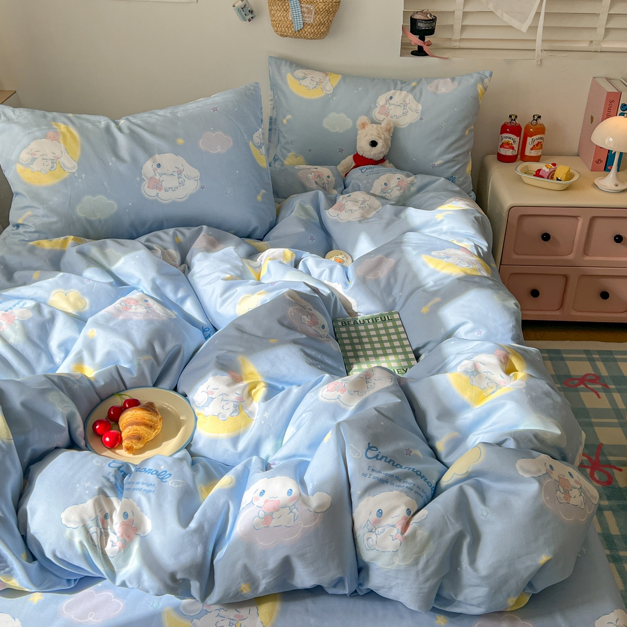 91家纺网 家纺一手货源 找家纺 耀悦家纺 2026新款纯棉四件套正版授权三丽鸥卡通第一弹 玉桂狗晚安