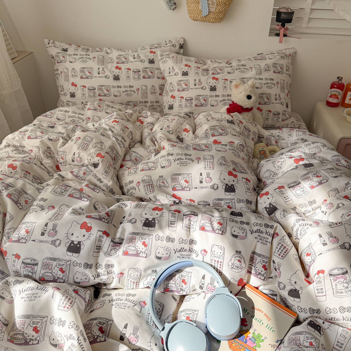 91家纺网 家纺一手货源 找家纺 耀悦家纺 2026新款纯棉四件套正版授权三丽鸥卡通第一弹 Hello Kitty都市