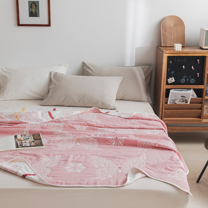 91家纺网 家纺一手货源 找家纺 （总）朴尔家纺-毛巾被 2026新款抽象风格六层纱布毛巾被系列-朴尔经典款常年备货