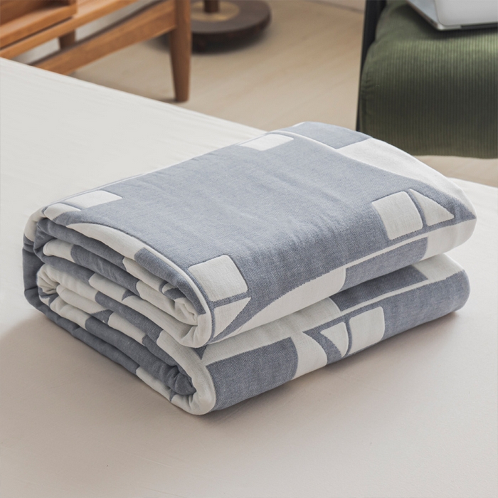 91家纺网 家纺一手货源 找家纺 朴尔家纺-毛巾被 2026新款抽象风格六层纱布毛巾被系列-朴尔经典款常年备货 魔幻世界-蓝