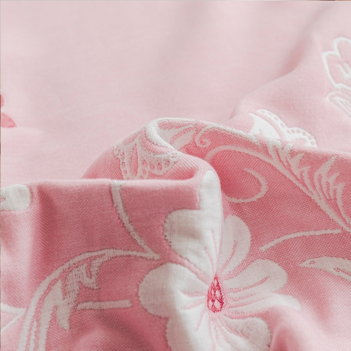 91家纺网 家纺一手货源 找家纺 朴尔家纺-毛巾被 2026新款抽象风格六层纱布毛巾被系列-朴尔经典款常年备货 那些花儿-粉