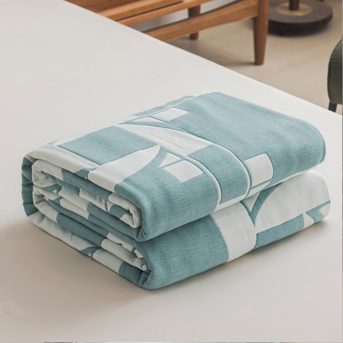 朴尔家纺-毛巾被 2026新款抽象风格六层纱布毛巾被系列-朴尔经典款常年备货 魔幻世界-绿