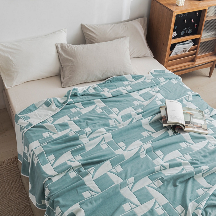 91家纺网 家纺一手货源 找家纺 朴尔家纺-毛巾被 2026新款抽象风格六层纱布毛巾被系列-朴尔经典款常年备货 魔幻世界-绿