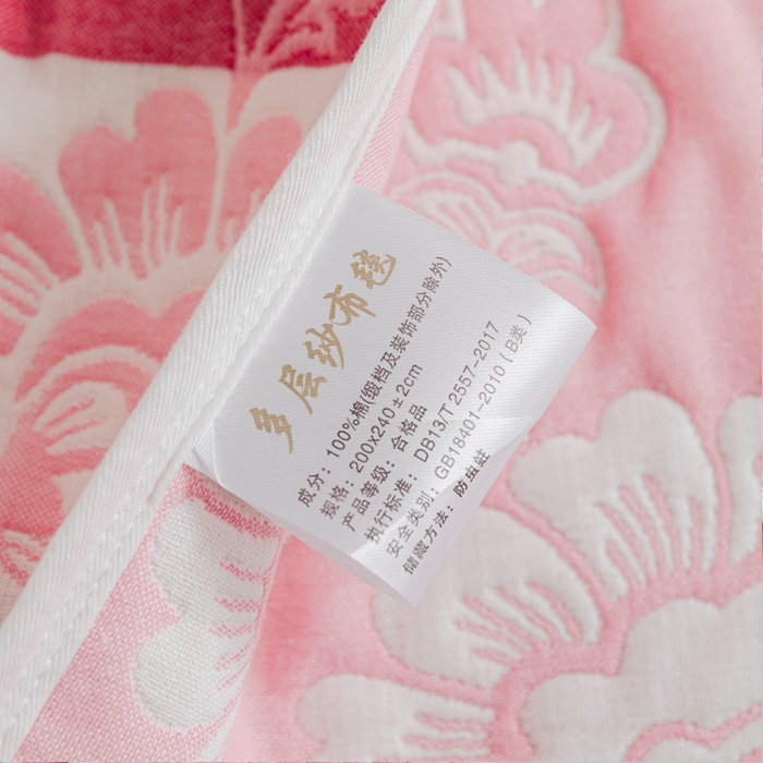 91家纺网 家纺一手货源 找家纺 朴尔家纺-毛巾被 2026新款抽象风格六层纱布毛巾被系列-朴尔经典款常年备货 那些花儿-粉