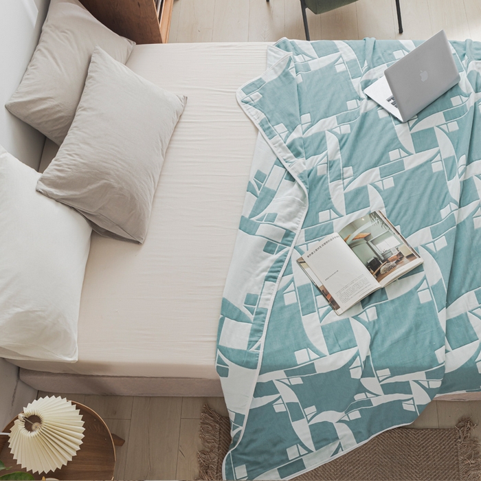 91家纺网 家纺一手货源 找家纺 朴尔家纺-毛巾被 2026新款抽象风格六层纱布毛巾被系列-朴尔经典款常年备货 魔幻世界-绿