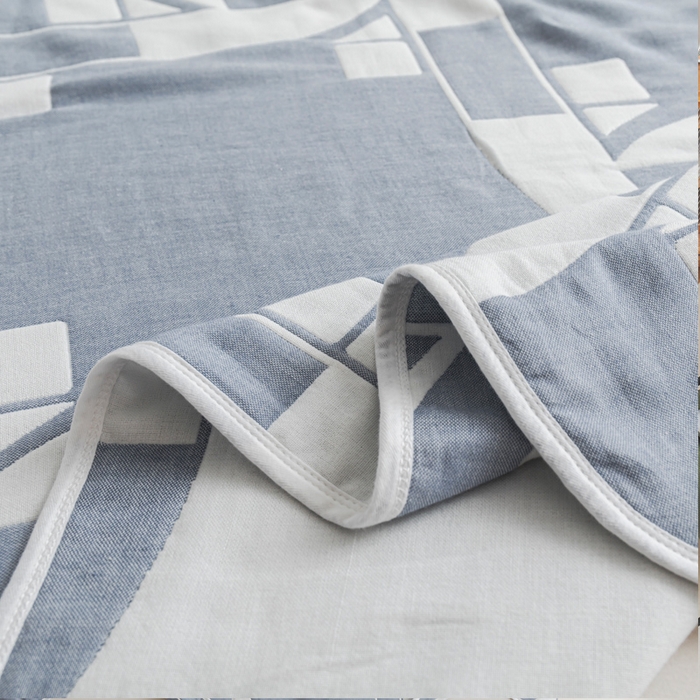 91家纺网 家纺一手货源 找家纺 朴尔家纺-毛巾被 2026新款抽象风格六层纱布毛巾被系列-朴尔经典款常年备货 魔幻世界-蓝