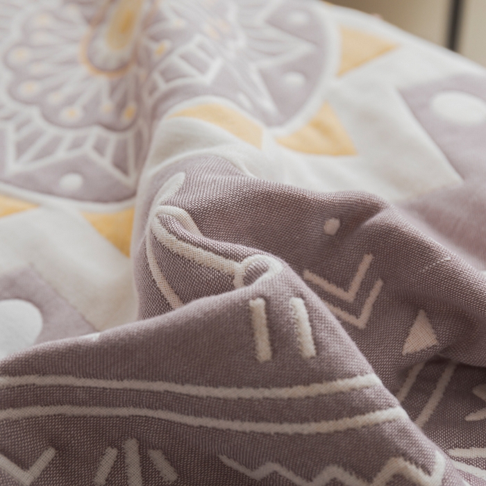 91家纺网 家纺一手货源 找家纺 朴尔家纺-毛巾被 2026新款抽象风格六层纱布毛巾被系列-朴尔经典款常年备货 洛丽塔-豆沙