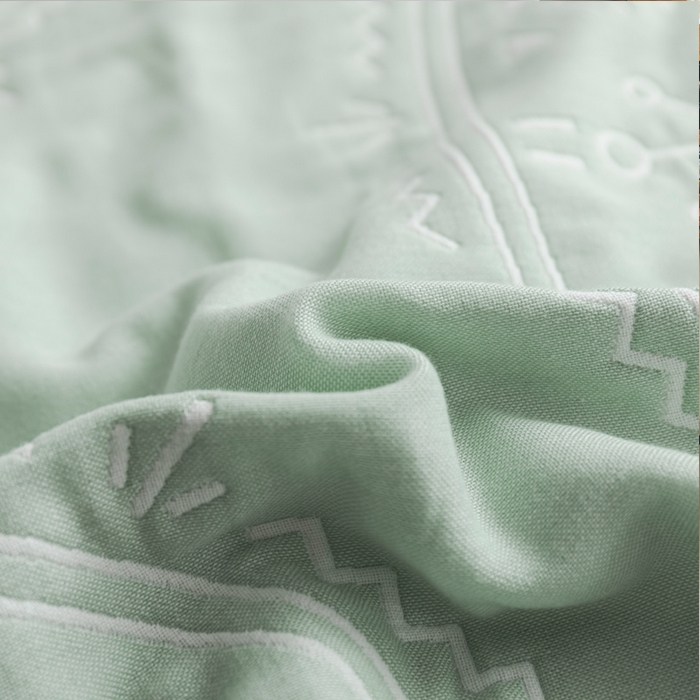 91家纺网 家纺一手货源 找家纺 朴尔家纺-毛巾被 2026新款抽象风格六层纱布毛巾被系列-朴尔经典款常年备货 洛丽塔-浅绿