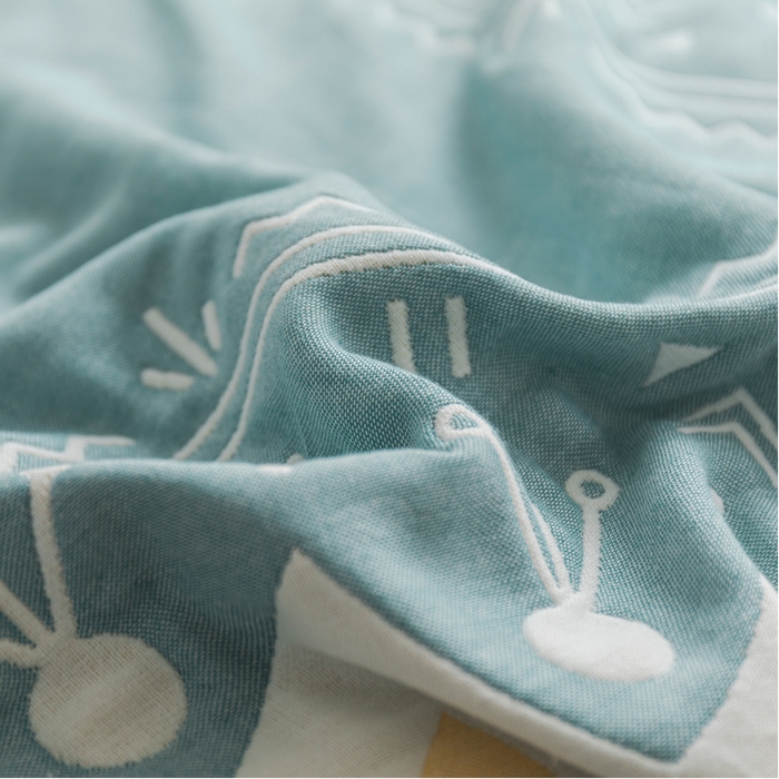 91家纺网 家纺一手货源 找家纺 朴尔家纺-毛巾被 2026新款抽象风格六层纱布毛巾被系列-朴尔经典款常年备货 洛丽塔-绿