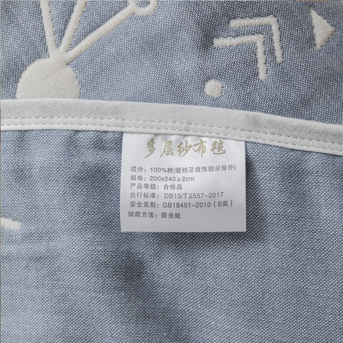 91家纺网 家纺一手货源 找家纺 朴尔家纺-毛巾被 2026新款抽象风格六层纱布毛巾被系列-朴尔经典款常年备货 洛丽塔-蓝