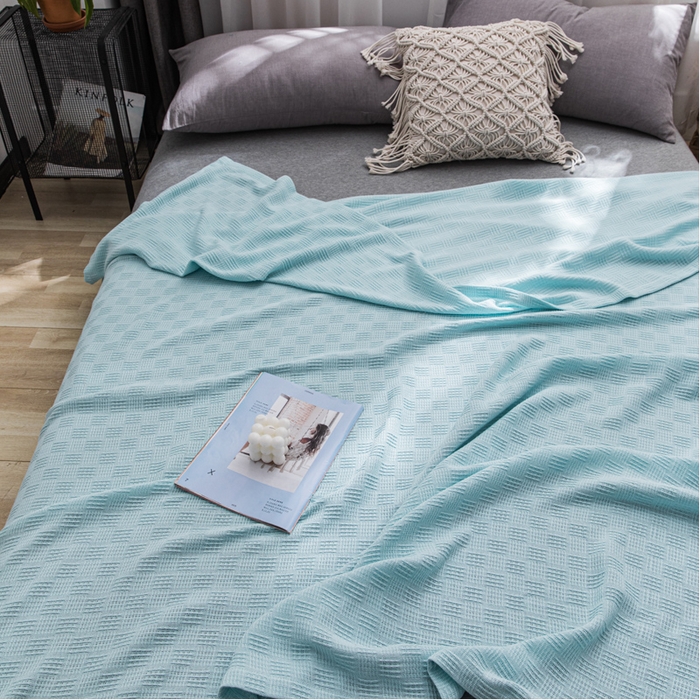 91家纺网 家纺一手货源 找家纺 朴尔家纺-毛巾被 2026新款加厚纯色线毯纱布毛巾被-朴尔经典款常年备货 素色纯棉肌理线毯-水绿