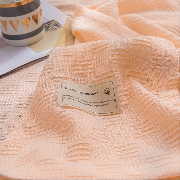 91家纺网 家纺一手货源 找家纺 朴尔家纺-毛巾被 2026新款加厚纯色线毯纱布毛巾被-朴尔经典款常年备货 素色纯棉肌理线毯-嫩粉