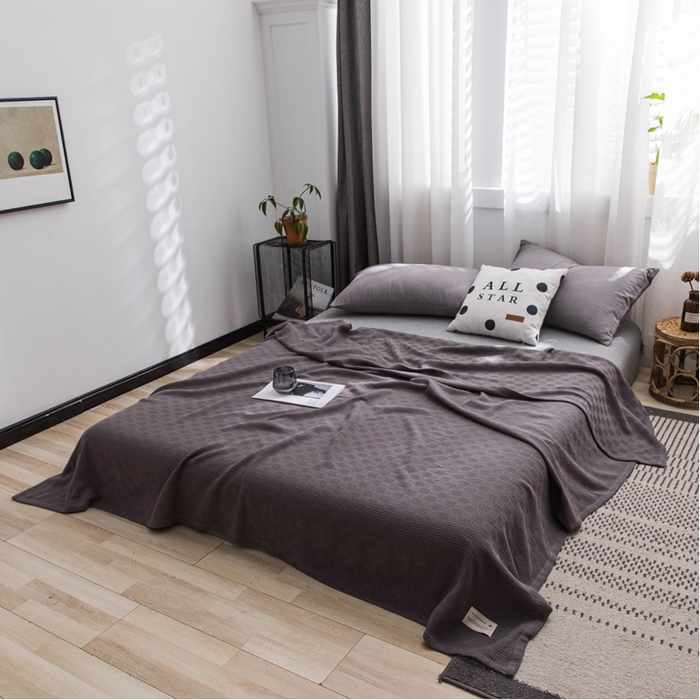 91家纺网 家纺一手货源 找家纺 朴尔家纺-毛巾被 2026新款加厚纯色线毯纱布毛巾被-朴尔经典款常年备货 素色纯棉肌理线毯-咖啡