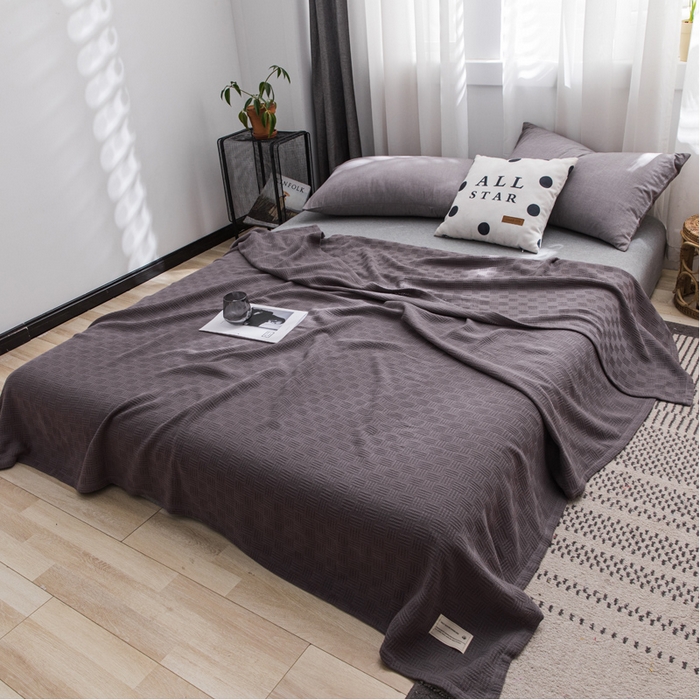 91家纺网 家纺一手货源 找家纺 朴尔家纺-毛巾被 2026新款加厚纯色线毯纱布毛巾被-朴尔经典款常年备货 素色纯棉肌理线毯-咖啡