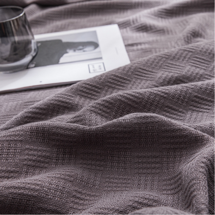 91家纺网 家纺一手货源 找家纺 朴尔家纺-毛巾被 2026新款加厚纯色线毯纱布毛巾被-朴尔经典款常年备货 素色纯棉肌理线毯-咖啡