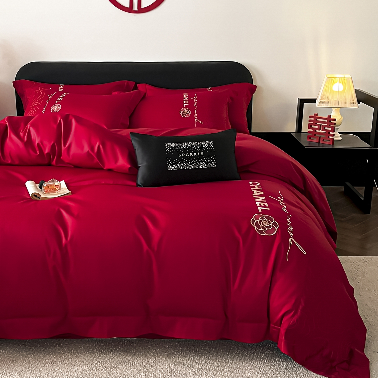 91家纺网 家纺一手货源 找家纺 （总）置顶家纺 2026新款喜至亲肤提花刺绣婚庆系列四件套