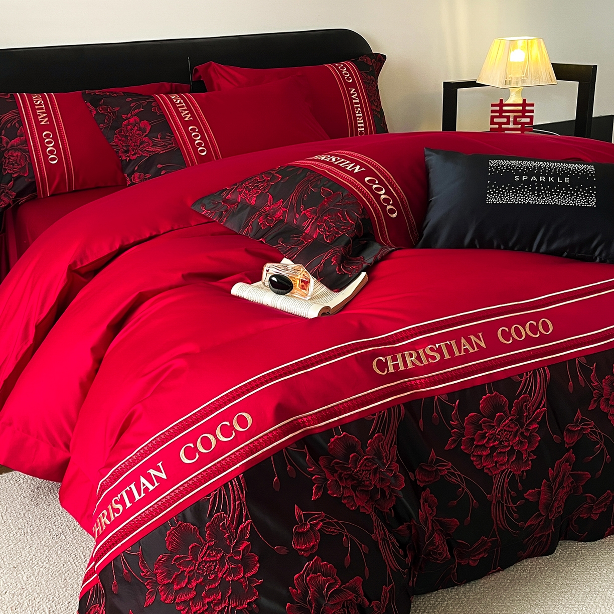 91家纺网 家纺一手货源 找家纺 （总）置顶家纺 2026新款爱意亲肤提花刺绣婚庆系列四件套