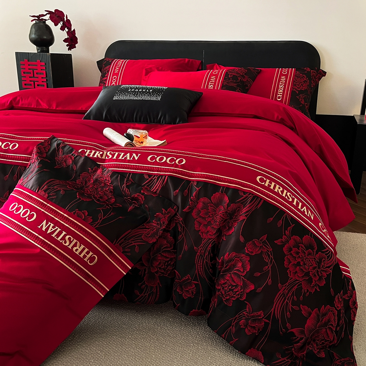 91家纺网 家纺一手货源 找家纺 （总）置顶家纺 2026新款爱意亲肤提花刺绣婚庆系列四件套