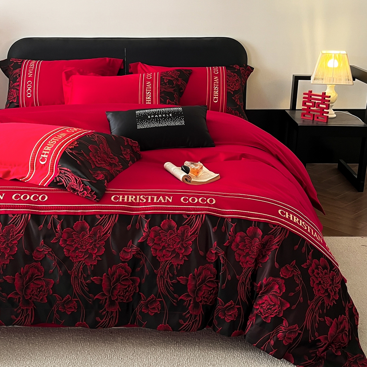 91家纺网 家纺一手货源 找家纺 （总）置顶家纺 2026新款爱意亲肤提花刺绣婚庆系列四件套