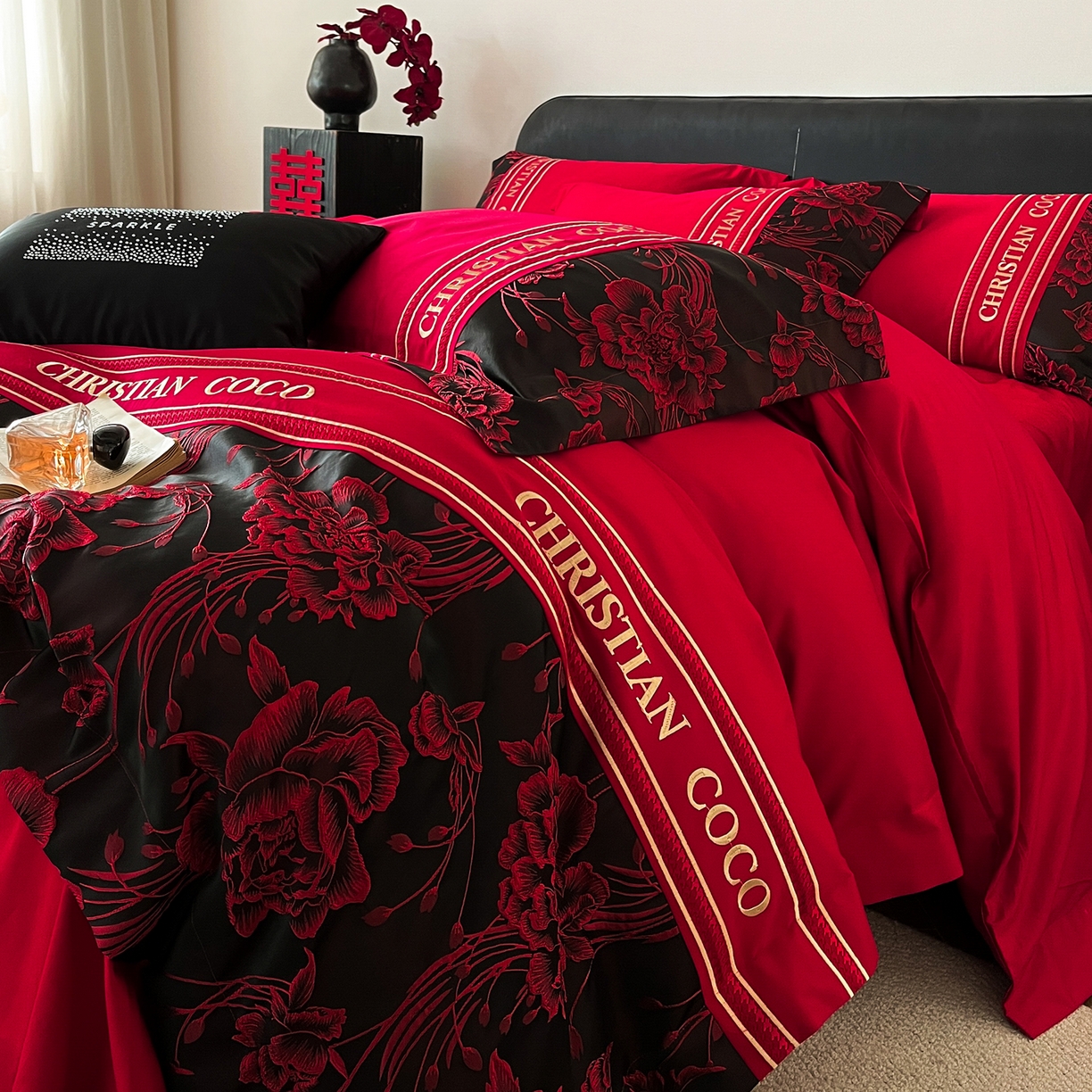 91家纺网 家纺一手货源 找家纺 （总）置顶家纺 2026新款爱意亲肤提花刺绣婚庆系列四件套