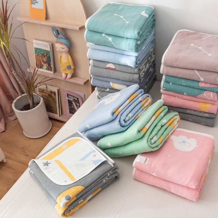 91家纺网 家纺一手货源 找家纺 （总）朴尔家纺-毛巾被 2026新款卡漫风格全棉六层纱毛巾被