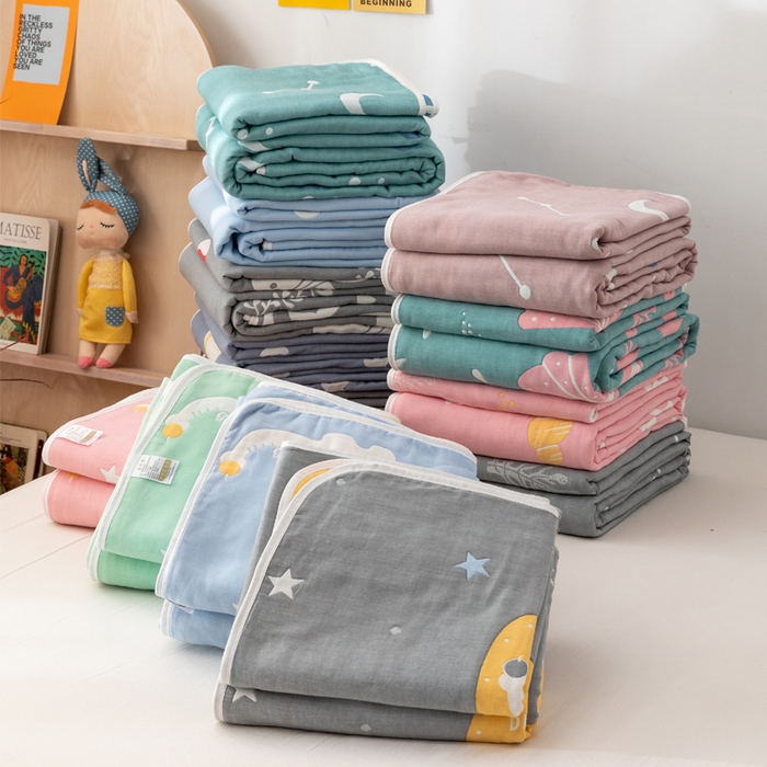 91家纺网 家纺一手货源 找家纺 朴尔家纺-毛巾被 2026新款卡漫风格全棉六层纱毛巾被 组合图（仅供展示不可下单）