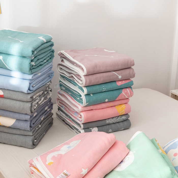 91家纺网 家纺一手货源 找家纺 朴尔家纺-毛巾被 2026新款卡漫风格全棉六层纱毛巾被 组合图（仅供展示不可下单）