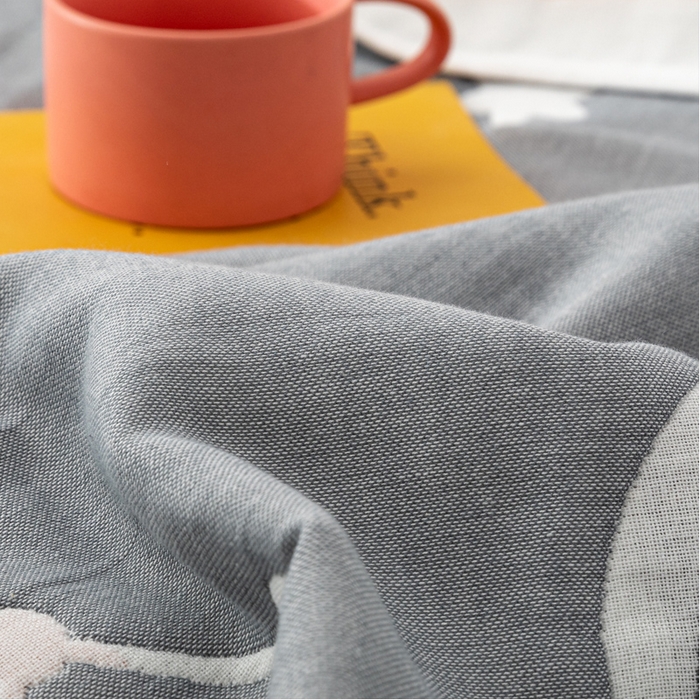 91家纺网 家纺一手货源 找家纺 朴尔家纺-毛巾被 2026新款卡漫风格全棉六层纱毛巾被 浩瀚宇宙-灰