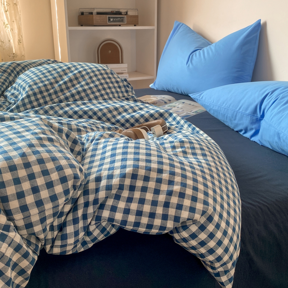 91家纺网 家纺一手货源 找家纺 对白 2026新款全棉纯棉色织水洗棉单枕套枕套单件-冰川孤岛系列 海上孤岛-蓝