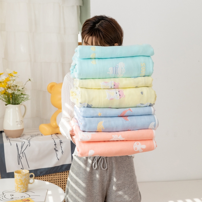 91家纺网 家纺一手货源 找家纺 （总）朴尔家纺-毛巾被 2026新款卡通系全棉六层纱毛巾被