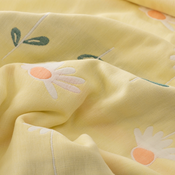 91家纺网 家纺一手货源 找家纺 朴尔家纺-毛巾被 2026新款卡通系全棉六层纱毛巾被 一米阳光-黄