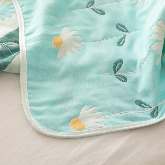 91家纺网 家纺一手货源 找家纺 朴尔家纺-毛巾被 2026新款卡通系全棉六层纱毛巾被 一米阳光-绿