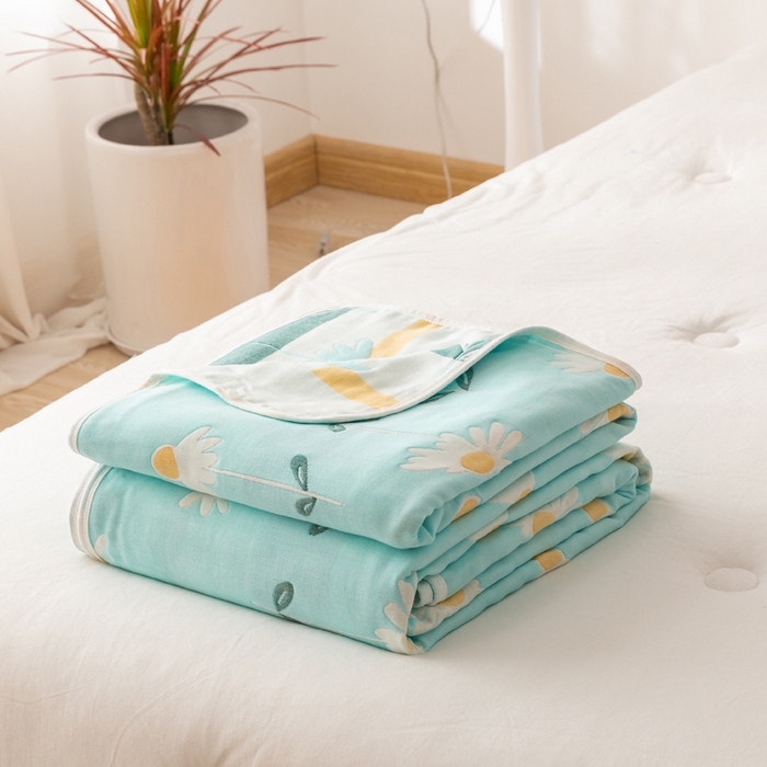 朴尔家纺-毛巾被 2026新款卡通系全棉六层纱毛巾被 一米阳光-绿