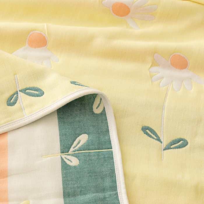 91家纺网 家纺一手货源 找家纺 朴尔家纺-毛巾被 2026新款卡通系全棉六层纱毛巾被 一米阳光-黄