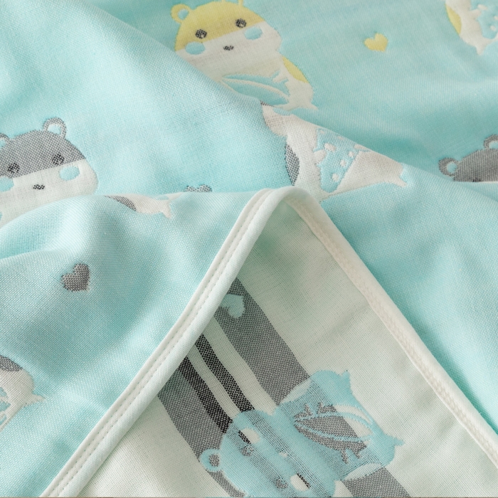 91家纺网 家纺一手货源 找家纺 朴尔家纺-毛巾被 2026新款卡通系全棉六层纱毛巾被 土拨鼠-绿