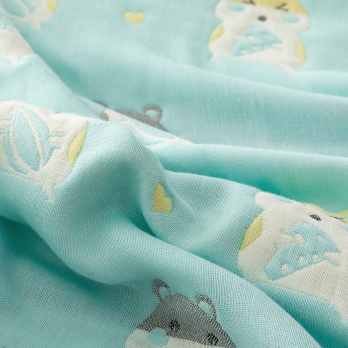 91家纺网 家纺一手货源 找家纺 朴尔家纺-毛巾被 2026新款卡通系全棉六层纱毛巾被 土拨鼠-绿