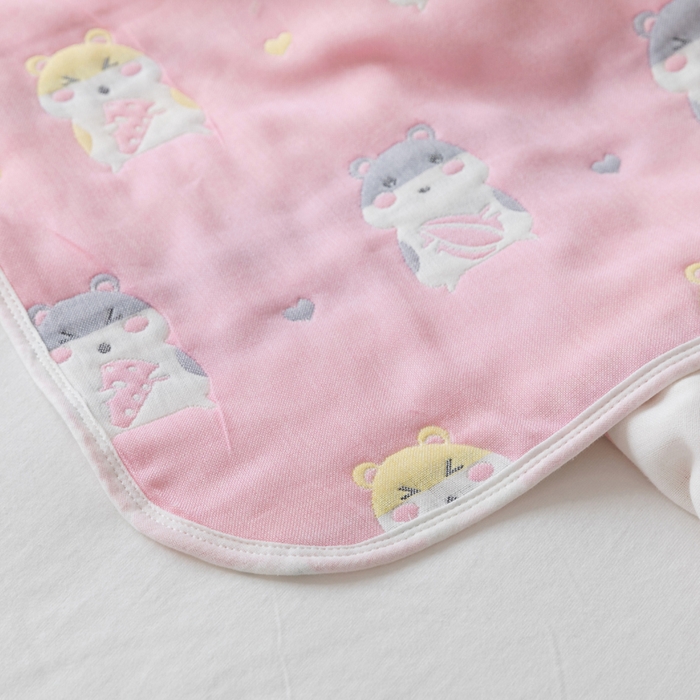 91家纺网 家纺一手货源 找家纺 朴尔家纺-毛巾被 2026新款卡通系全棉六层纱毛巾被 土拨鼠-粉