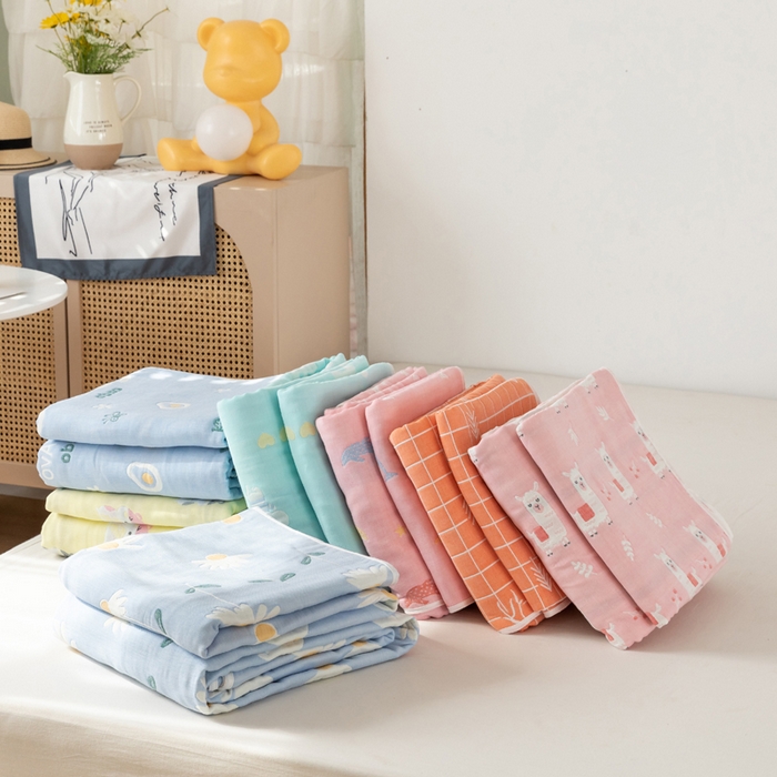 91家纺网 家纺一手货源 找家纺 朴尔家纺-毛巾被 2026新款卡通系全棉六层纱毛巾被 组合图（仅供展示不可下单）