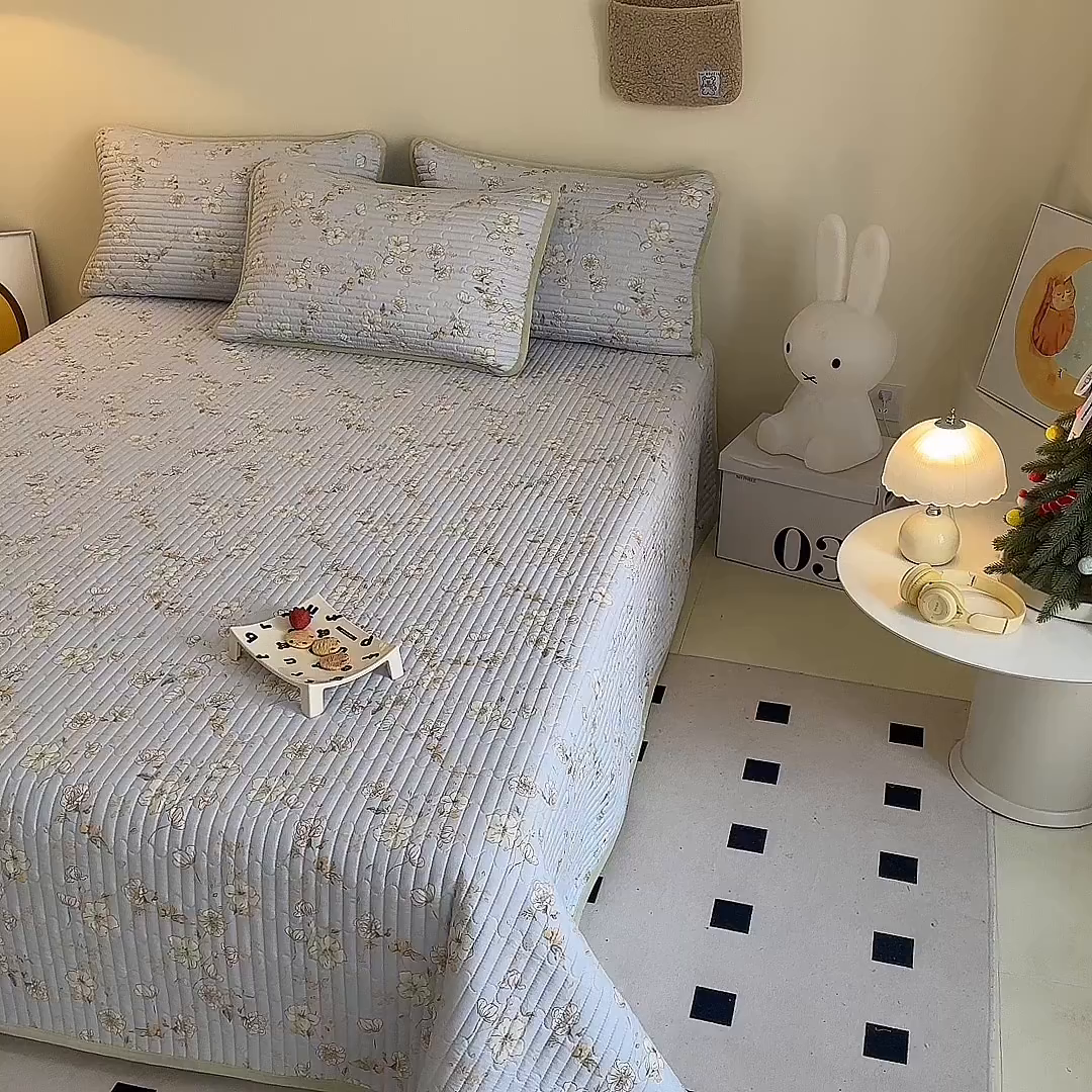 91家纺网 家纺一手货源 找家纺 （总）凌云家纺 2026新款A类13372全棉床盖一面棉一面绒