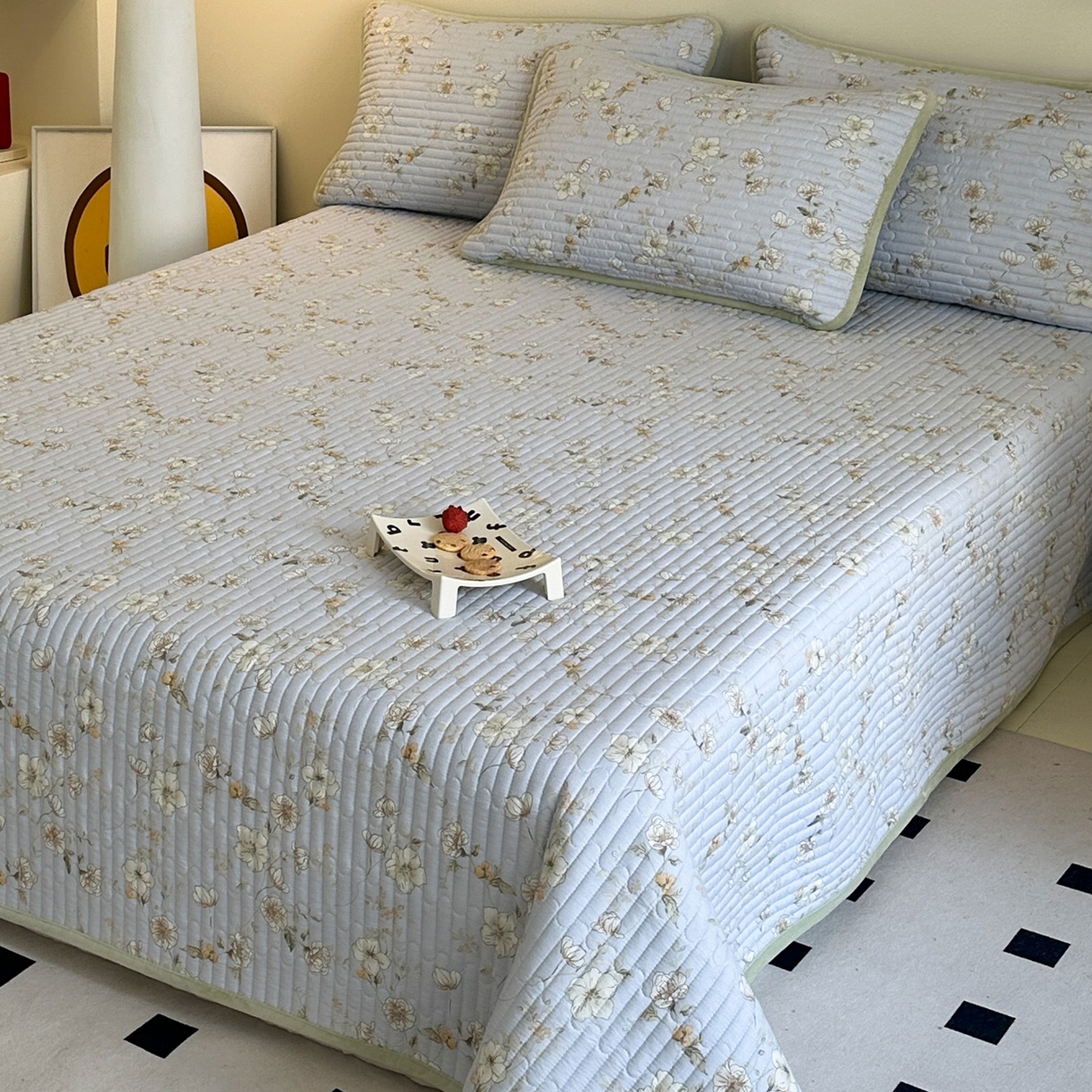 91家纺网 家纺一手货源 找家纺 （总）凌云家纺 2026新款A类13372全棉床盖一面棉一面绒