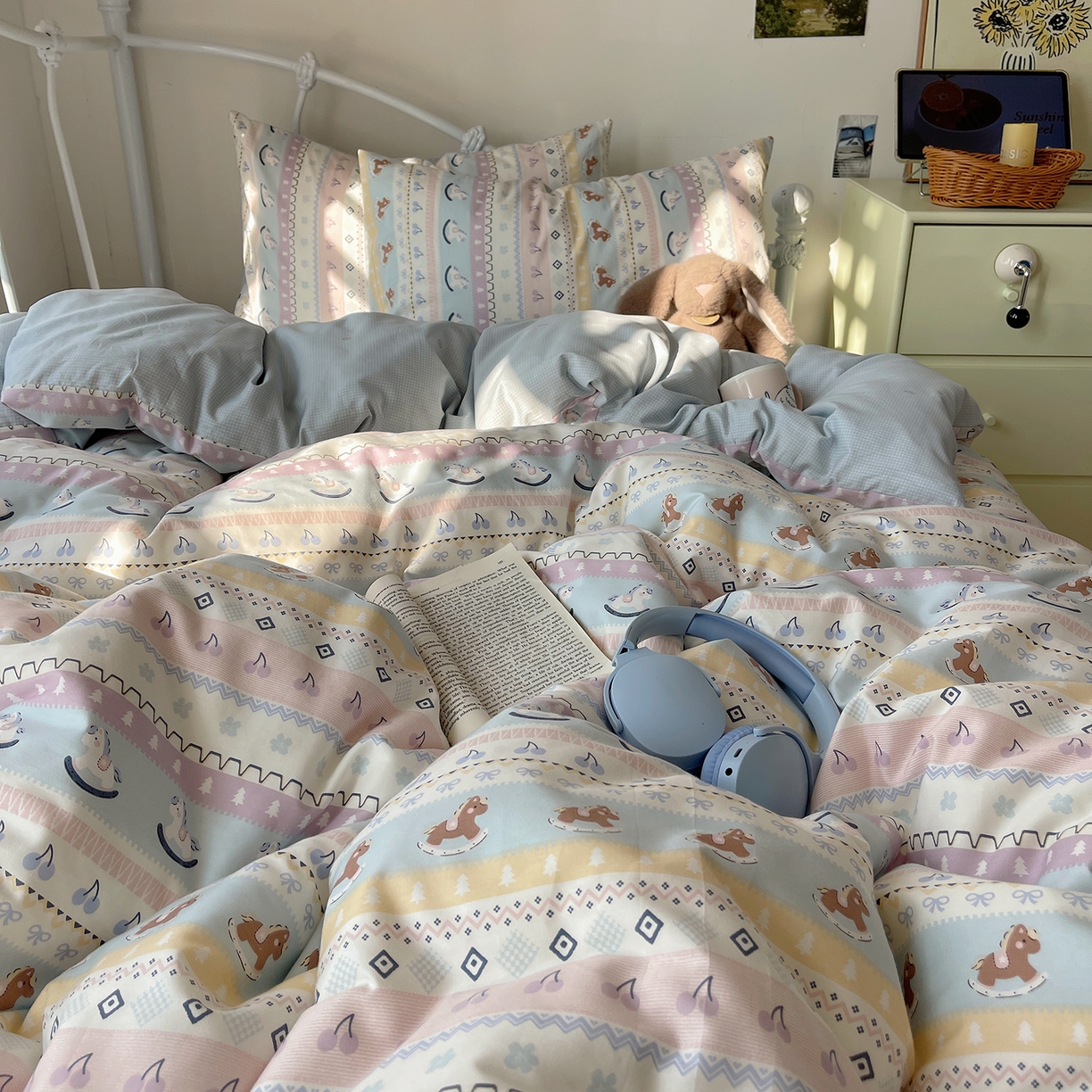 91家纺网 家纺一手货源 找家纺 （总）桃子家居 2026新款纯棉13070小清新卡通少女可爱全棉系列四件套