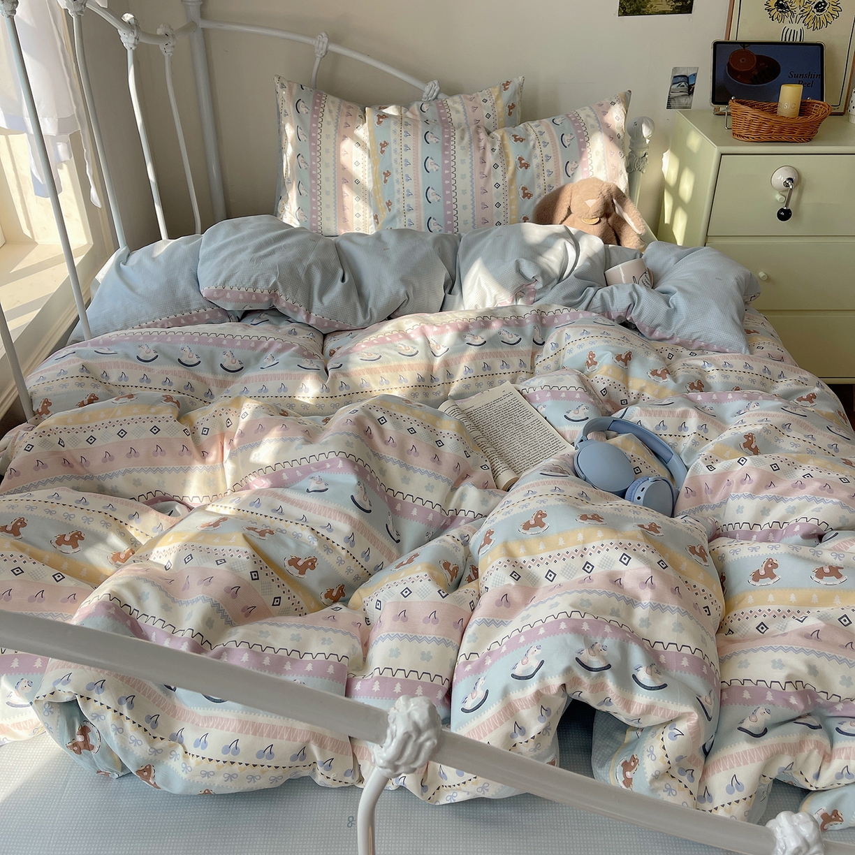 91家纺网 家纺一手货源 找家纺 （总）桃子家居 2026新款纯棉13070小清新卡通少女可爱全棉系列四件套