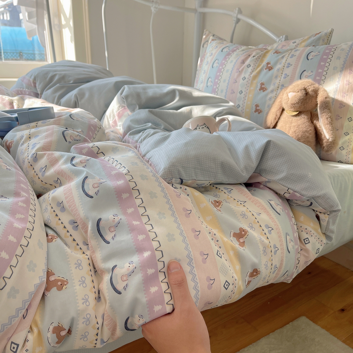 91家纺网 家纺一手货源 找家纺 （总）桃子家居 2026新款纯棉13070小清新卡通少女可爱全棉系列四件套