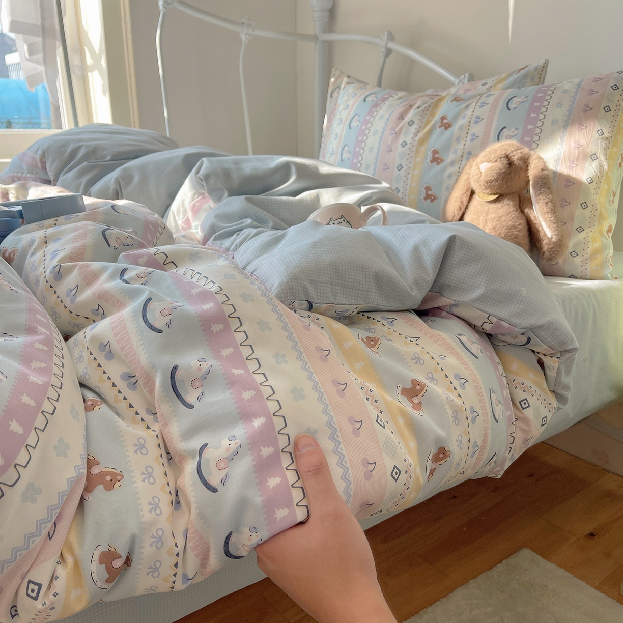 91家纺网 家纺一手货源 找家纺 （总）桃子家居 2026新款纯棉13070小清新卡通少女可爱全棉系列四件套