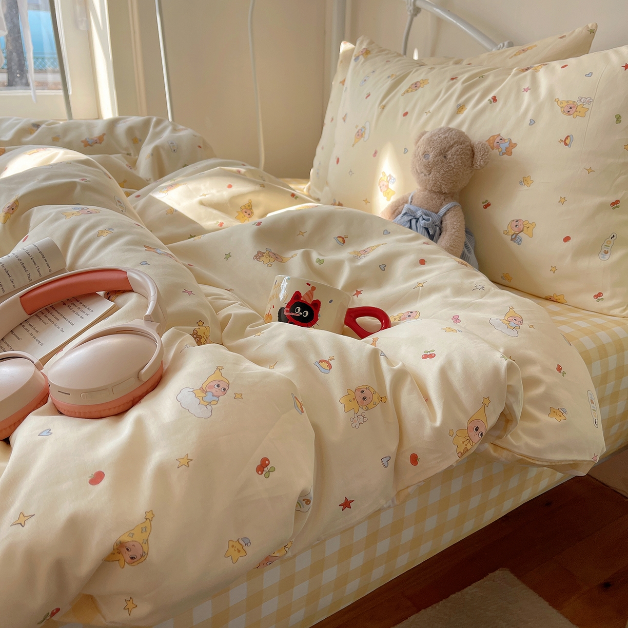 91家纺网 家纺一手货源 找家纺 （总）桃子家居 2026新款纯棉13070小清新卡通少女可爱全棉系列四件套