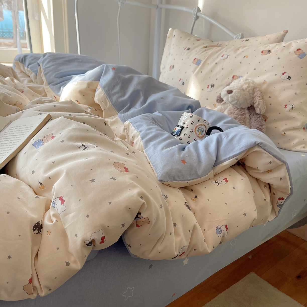 91家纺网 家纺一手货源 找家纺 （总）桃子家居 2026新款纯棉13070小清新卡通少女可爱全棉系列四件套