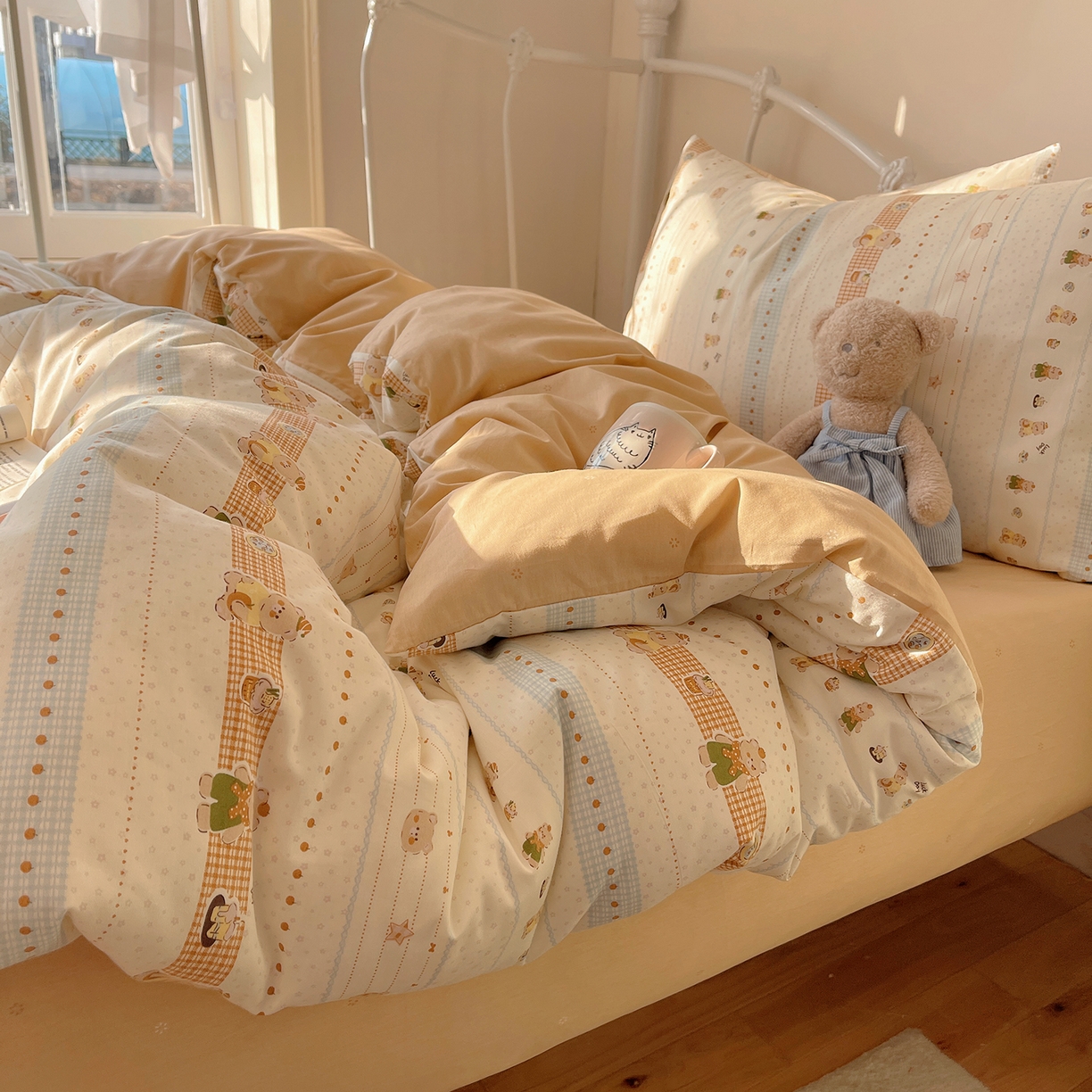 91家纺网 家纺一手货源 找家纺 （总）桃子家居 2026新款纯棉13070小清新卡通少女可爱全棉系列四件套